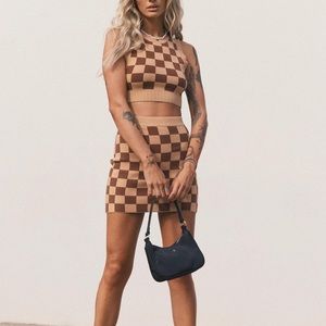 Princess Polly brown checkered two piece set